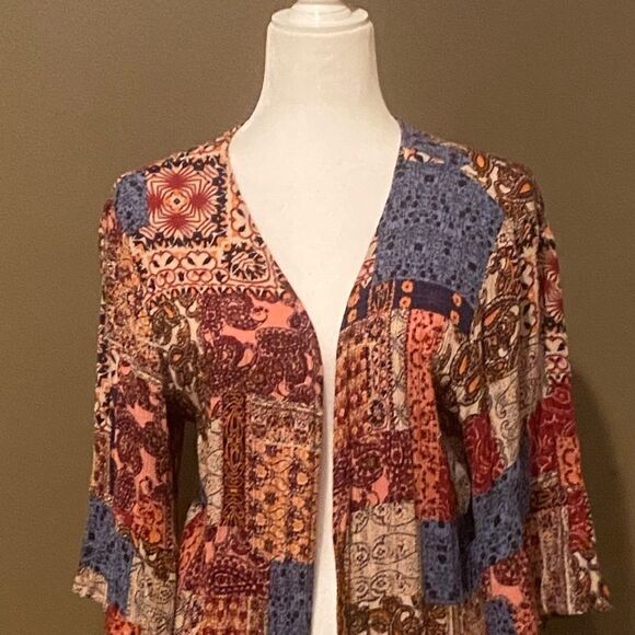 L Love Multi Pattern Cardigan Size Large - Picture 8 of 10